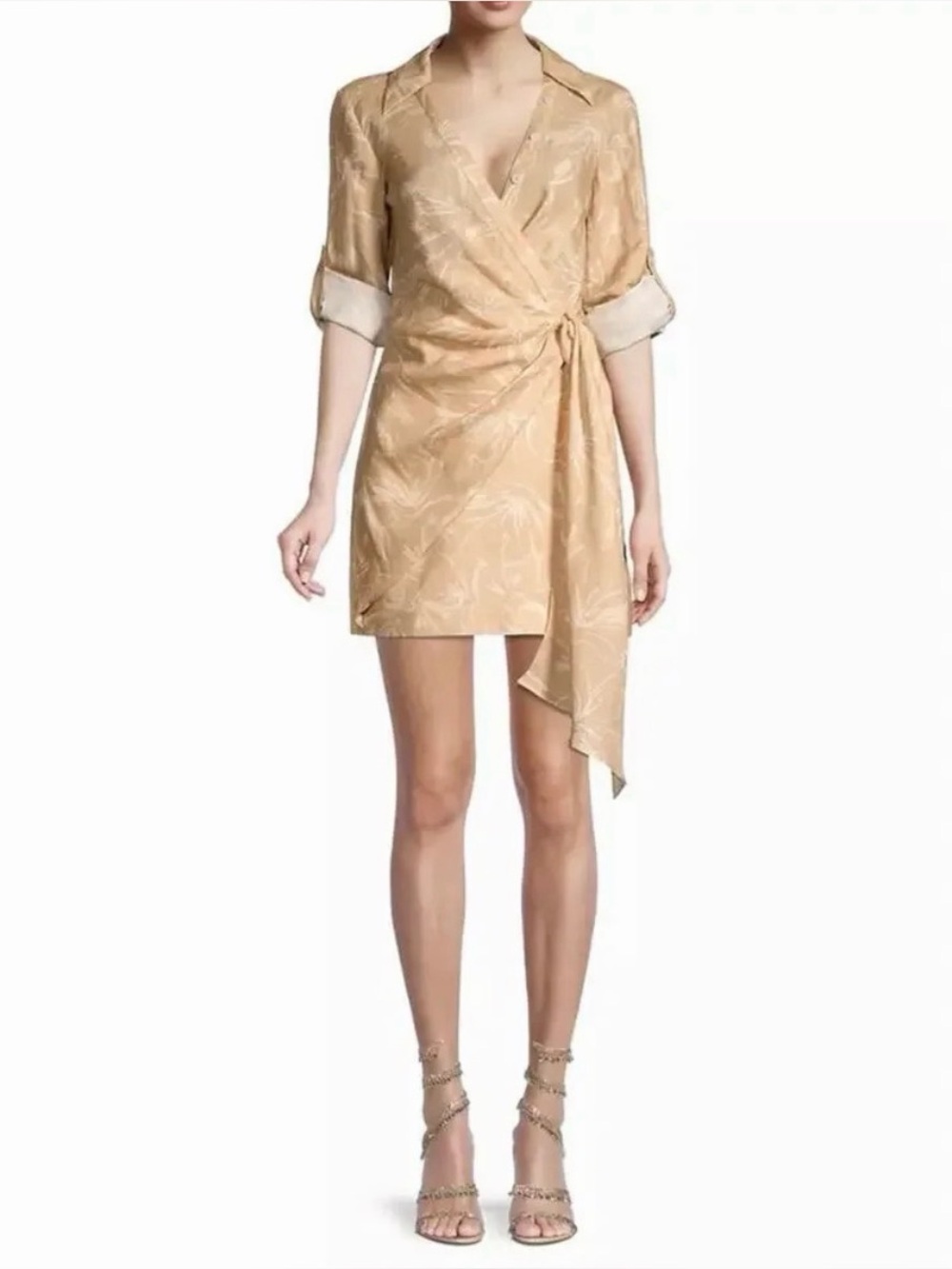 SIGNIFICANT OTHER Tamika‎ Printed Linen-Blend Wrap Dress size 4